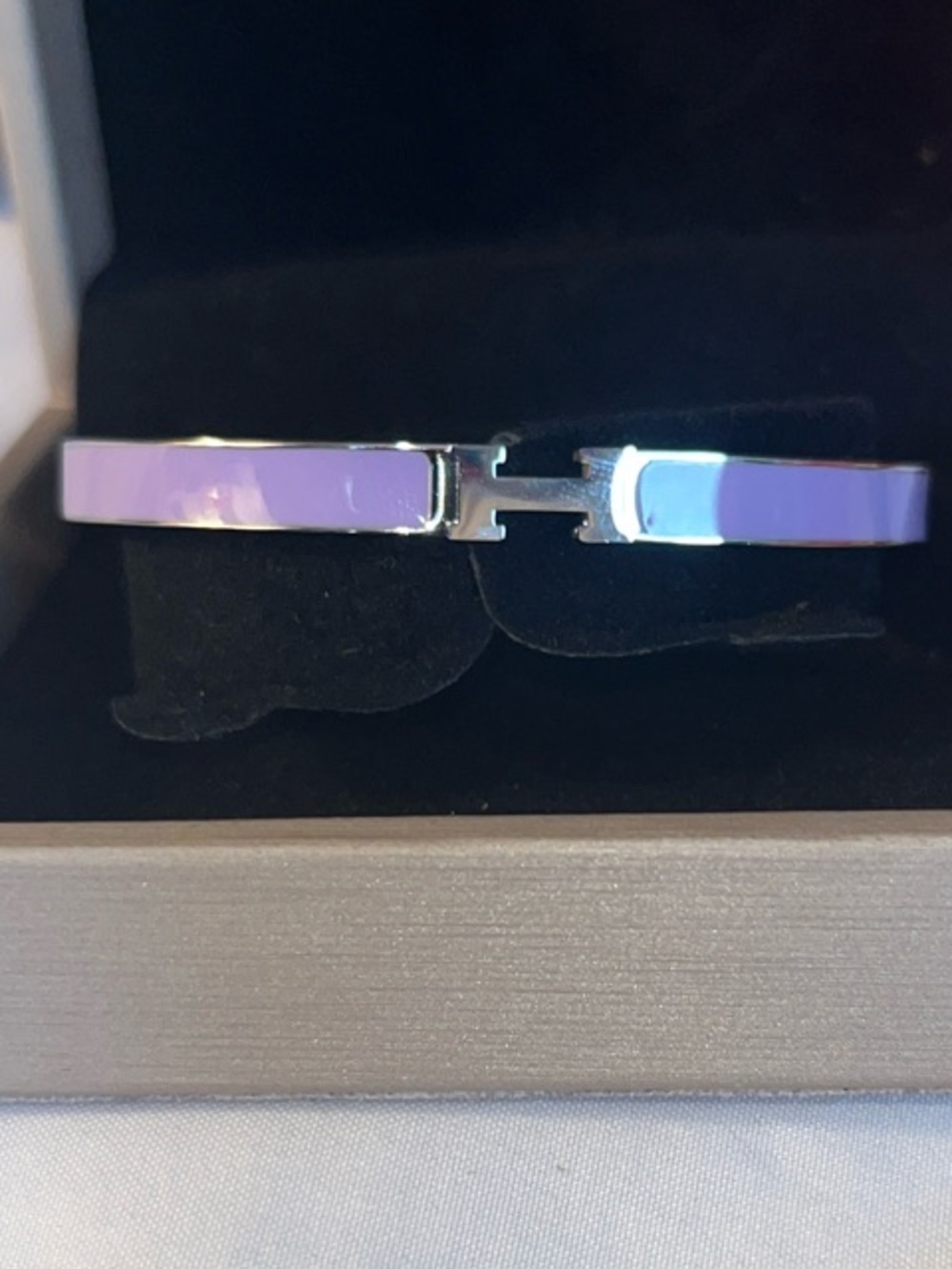 Purple Enamel Bangle Bracelet - Sleek Hinged Design